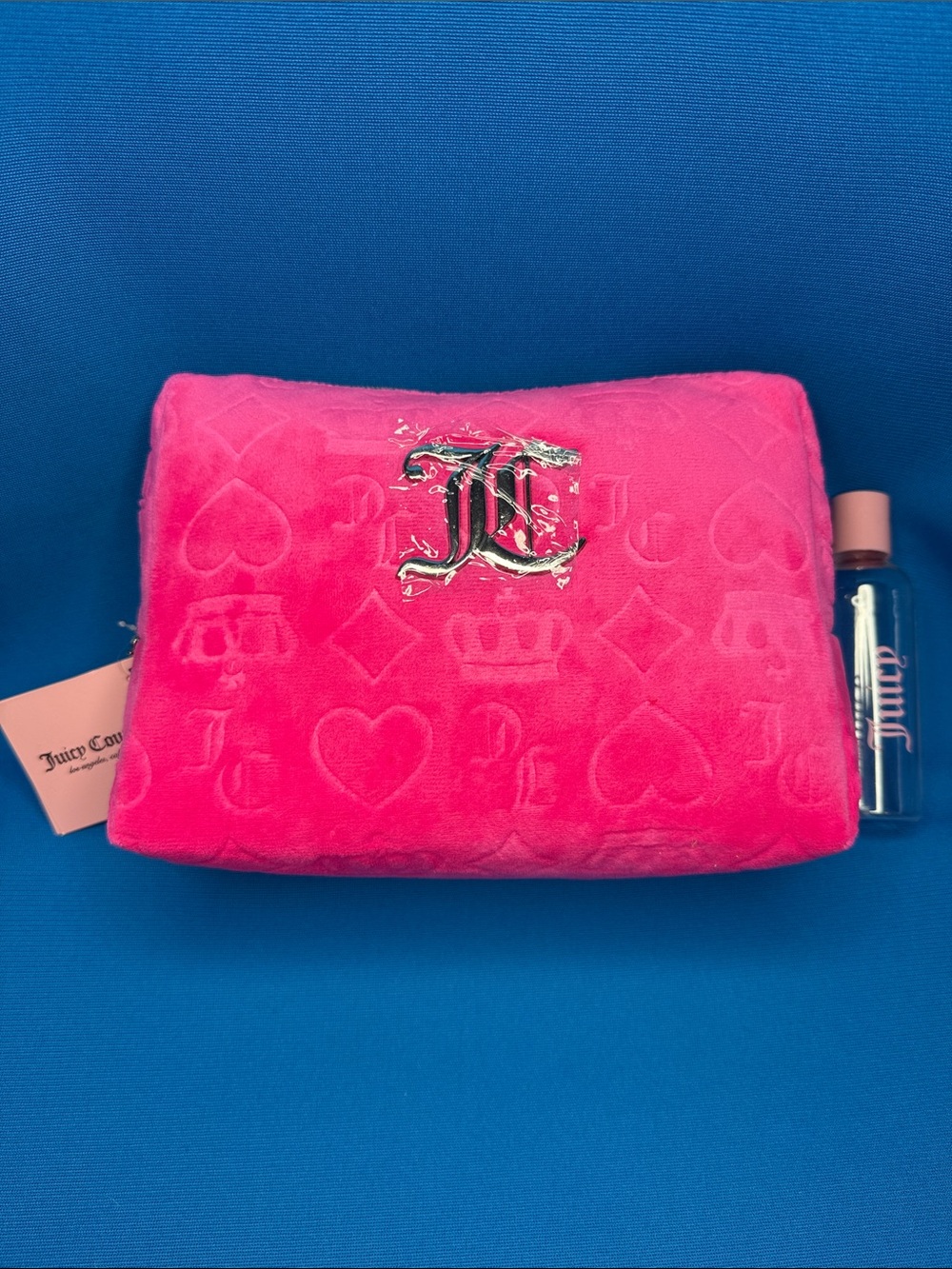 NEW NWT JUICY COUTURE 2 PIECE SET HOT PINK COSMETIC MAKEUP / MAKE-UP TRAVEL BAG